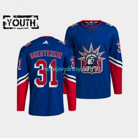 Dětské Hokejový Dres New York Rangers Igor Shesterkin 31 Adidas 2022-2023 Reverse Retro Modrý Authentic